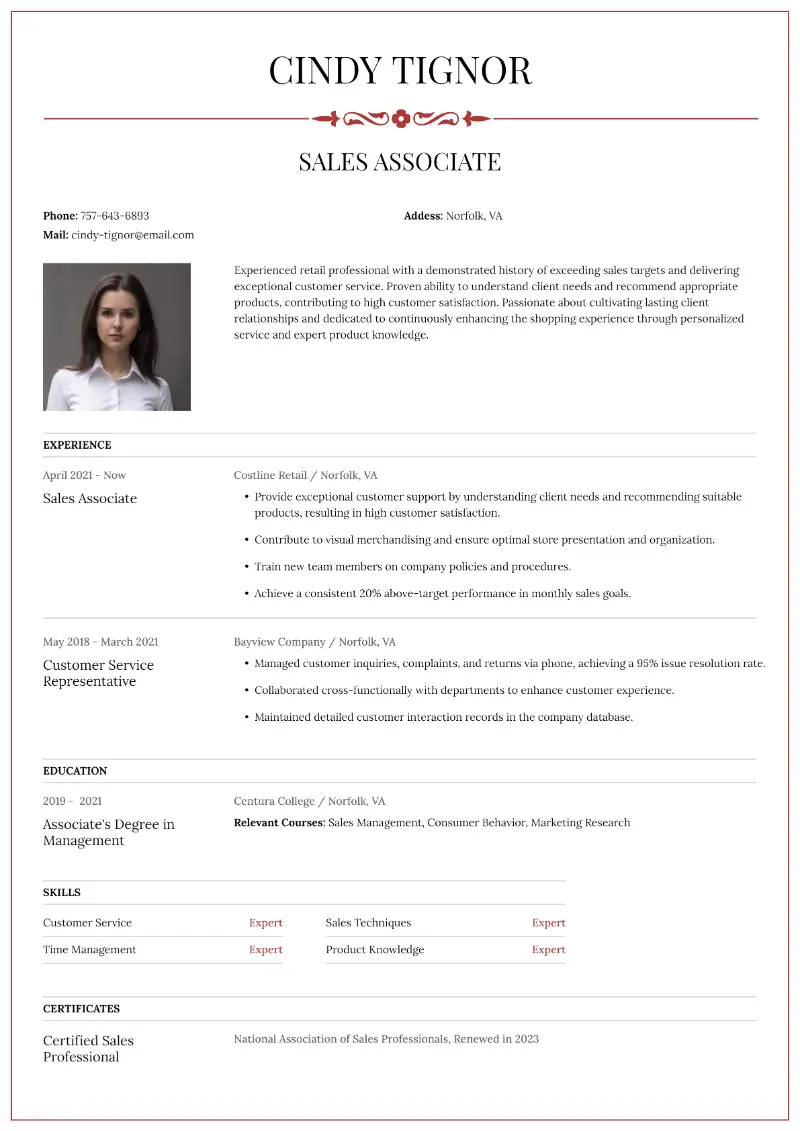 Sales Associate Resume Examples and Tips on Writing in 2024