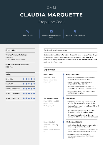 Prep Line Cook Resume Prep Line Cook Resume