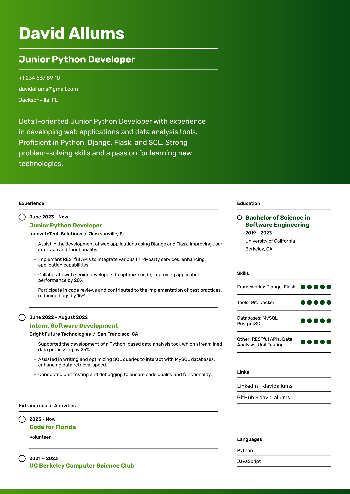 Junior Python Developer Resume Junior Python Developer Resume