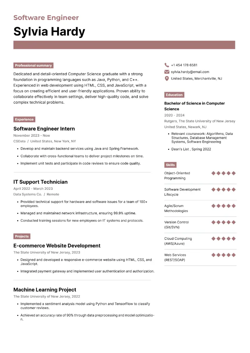 Computer Science Resume Examples and Guide for 2024