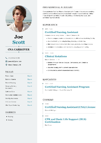 CNA Caregiver Resume CNA Caregiver Resume