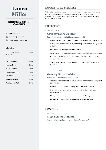 Grocery Store Cashier Resume Grocery Store Cashier Resume