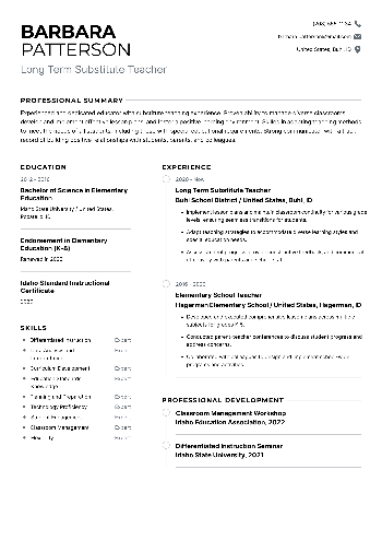 Long Term Substitute Teacher Resume Long Term Substitute Teacher Resume