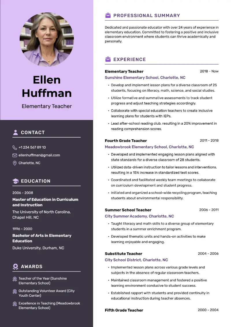 Elementary Teacher Resume Elementary Teacher Resume