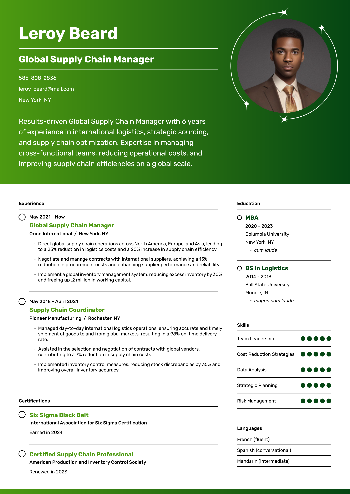 Global Supply Chain Manager Resume Global Supply Chain Manager Resume