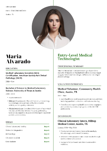 Entry-Level Medical Technologist Resume