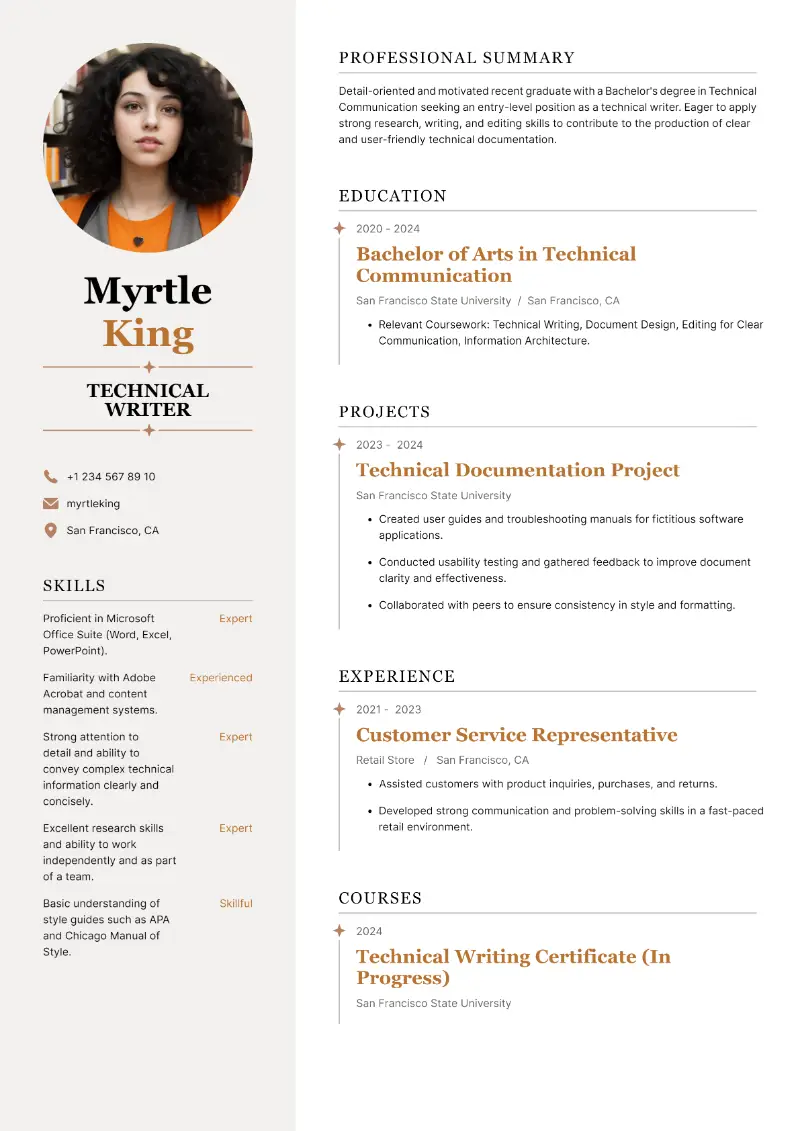 Technical Writer Resume Example and Tips for 2024