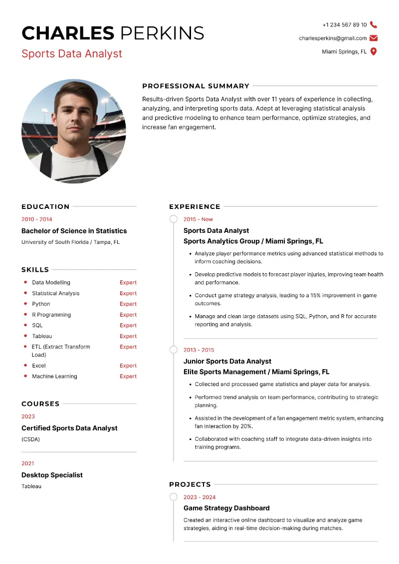 Sports Data Analyst Resume Sports Data Analyst Resume
