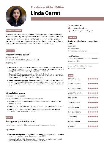 Freelance Video Editor Resume Freelance Video Editor Resume