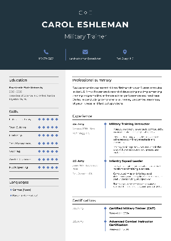 Military Trainer Resume Military Trainer Resume