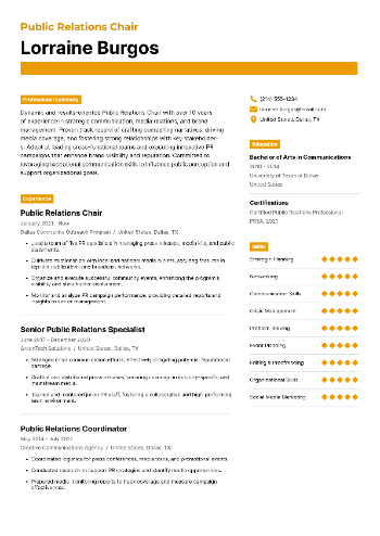 Public Relations Chair  Resume Public Relations Chair  Resume