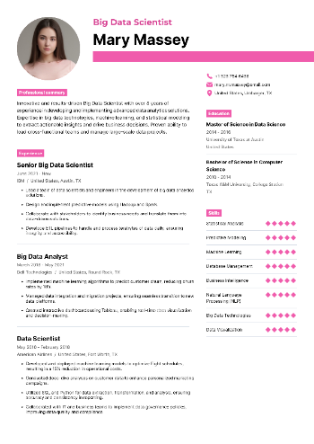 Big Data Scientist Resume Big Data Scientist Resume