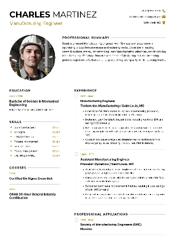 Manufacturing Engineer Resume Manufacturing Engineer Resume