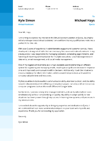 Virtual Assistant Cover Letter Virtual Assistant Cover Letter