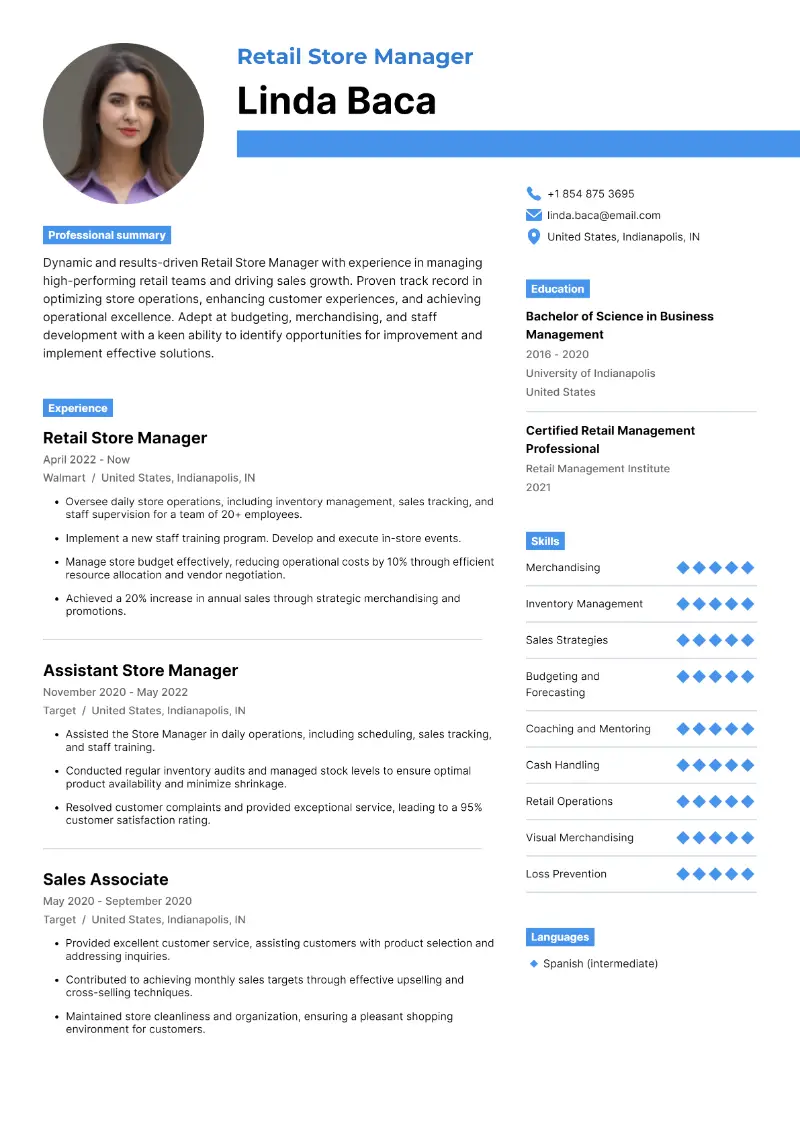 Retail Manager Resume Examples and Templates for 2024