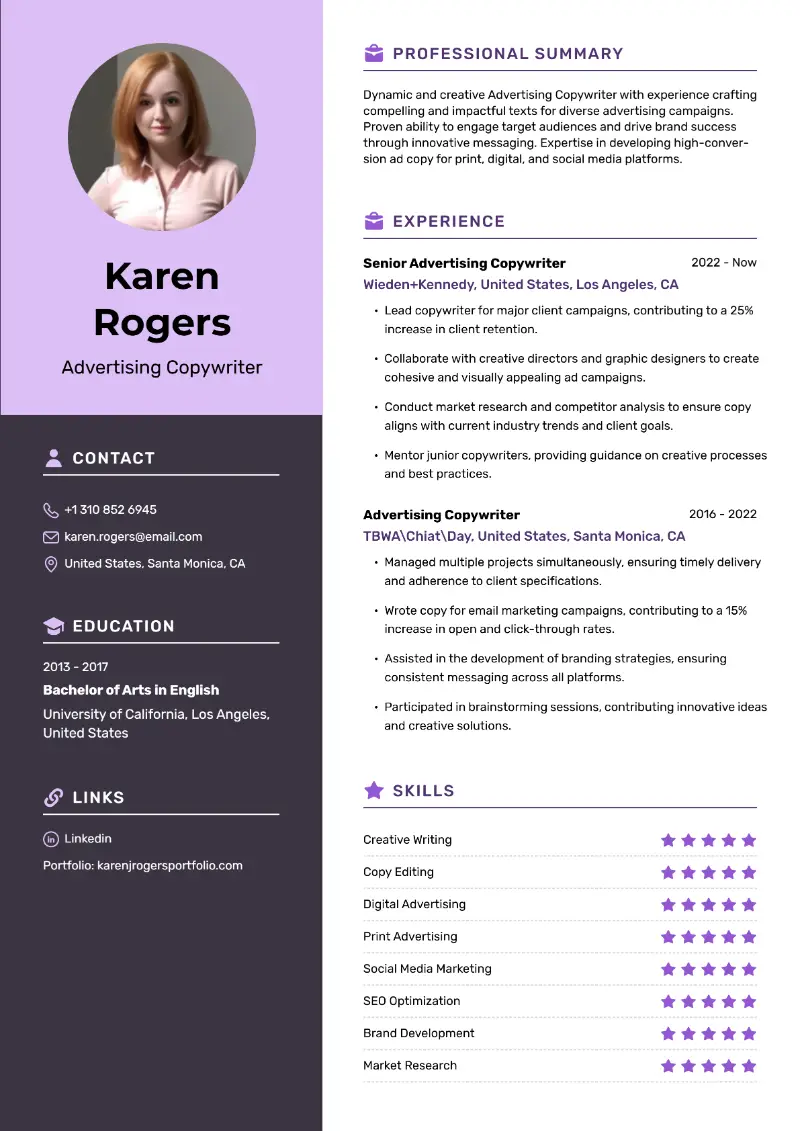 Copywriter Resume Examples & Templates for 2024