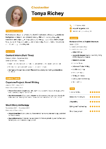 Ghostwriter Resume Ghostwriter Resume