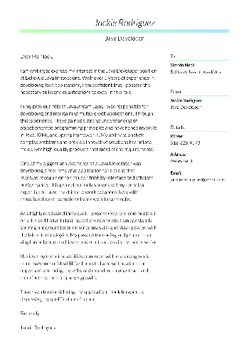 Java Developer Cover Letter Java Developer Cover Letter