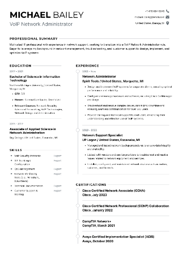 VoIP Network Administrator Resume VoIP Network Administrator Resume
