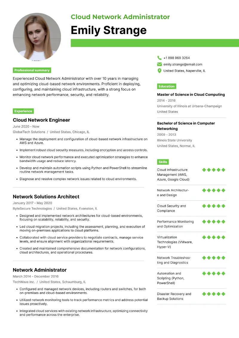 Cloud Network Administrator Resume Cloud Network Administrator Resume