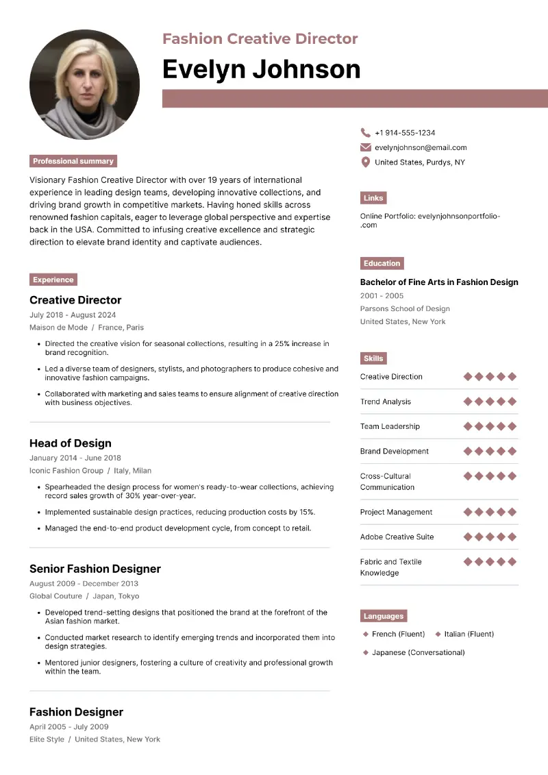 5 Creative Director Resume Examples for 2024 (+Tips)