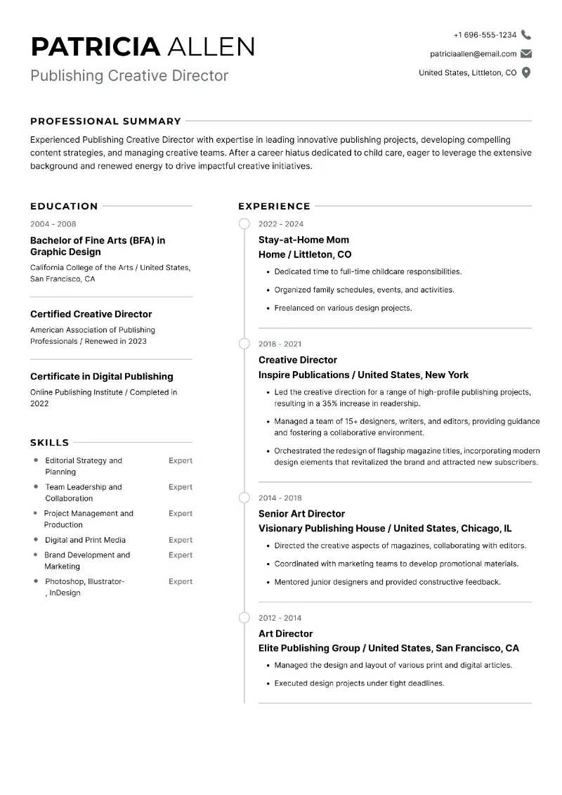 Publishing Creative Director Resume Publishing Creative Director Resume
