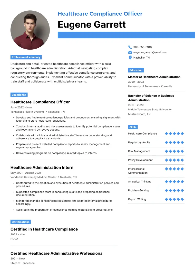 Compliance Officer Resume Examples & Templates for 2024