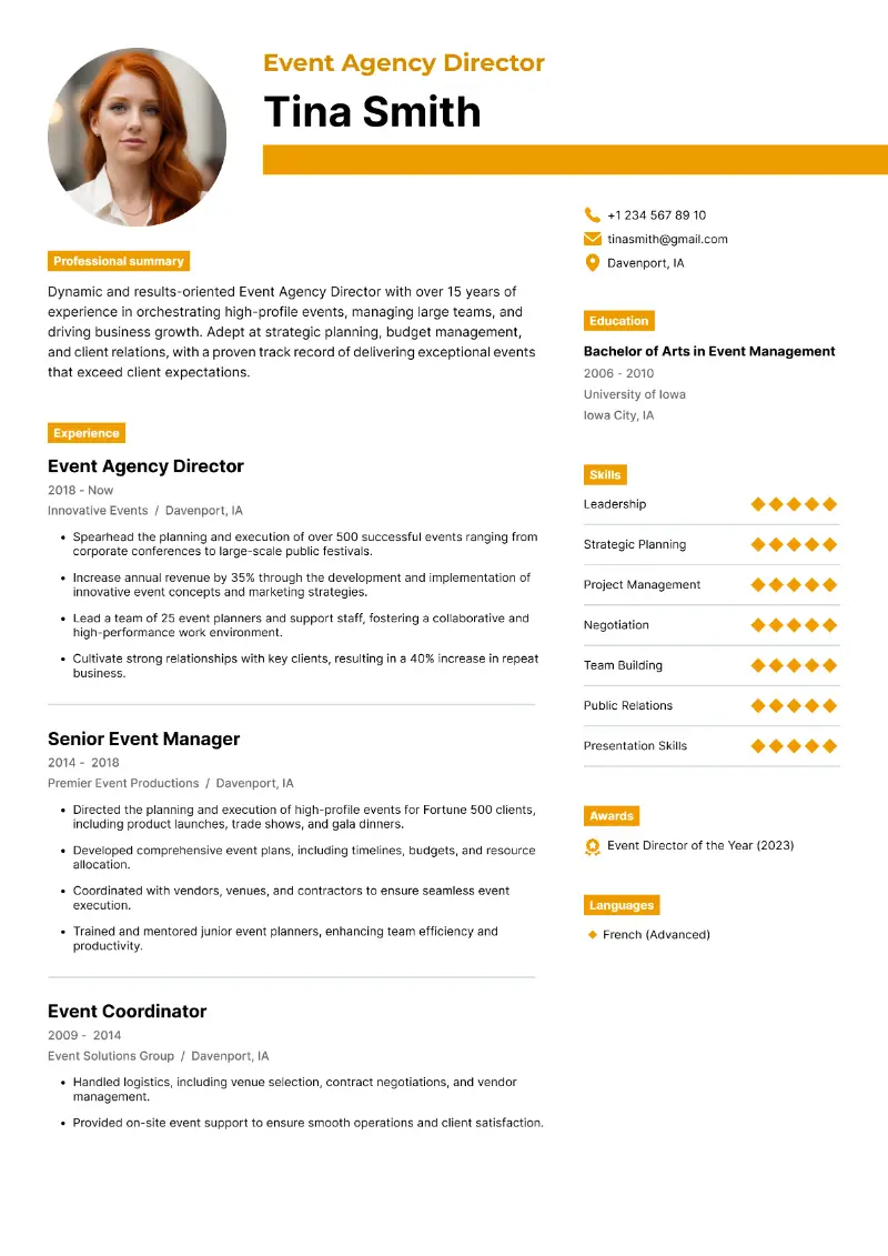 Event Agency Director Resume Event Agency Director Resume