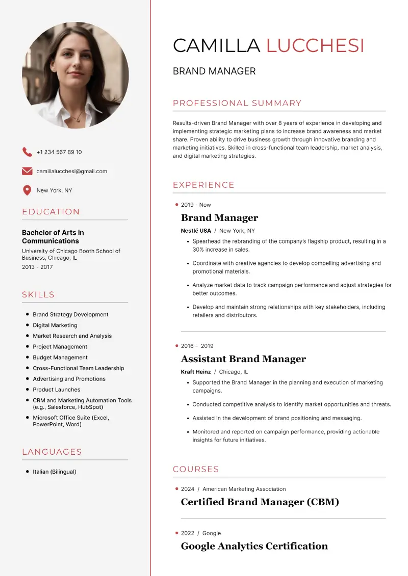 5 Brand Manager Resume Examples and Templates