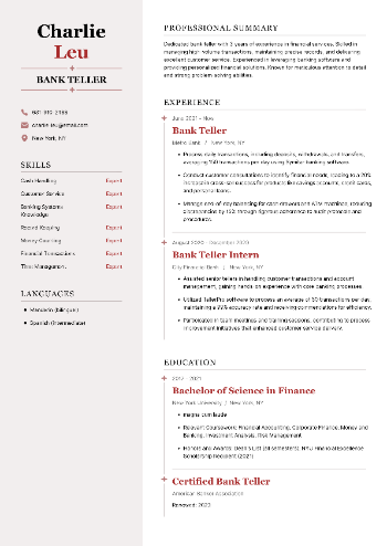 Bank Teller Resume Bank Teller Resume