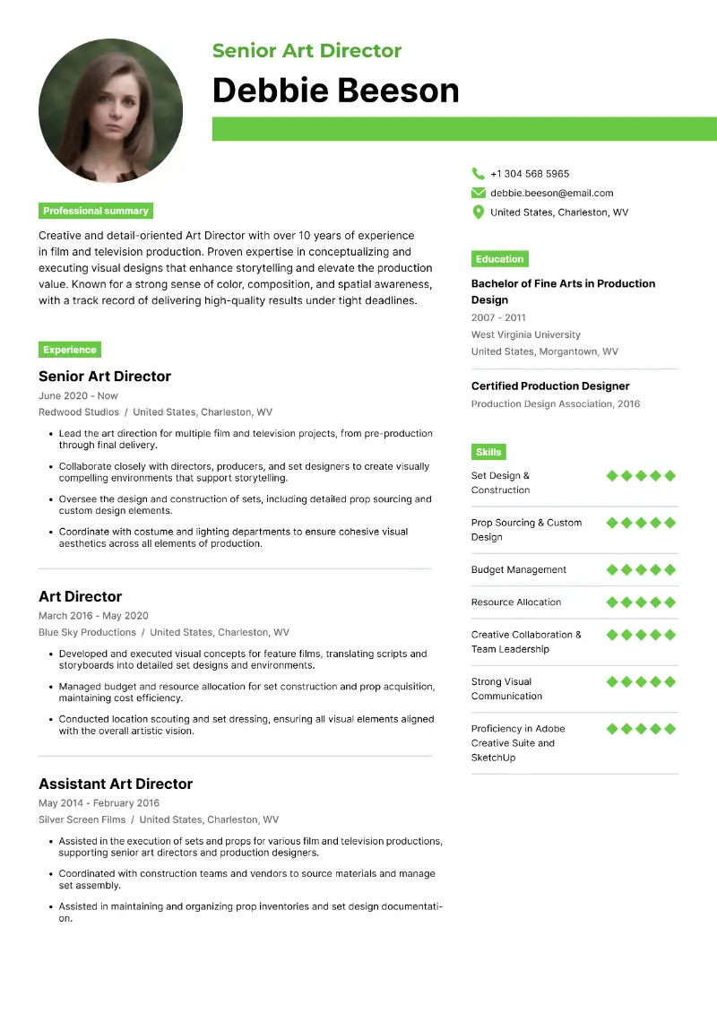 5 Art Director Resume Examples & Templates for 2024 (+Guide)