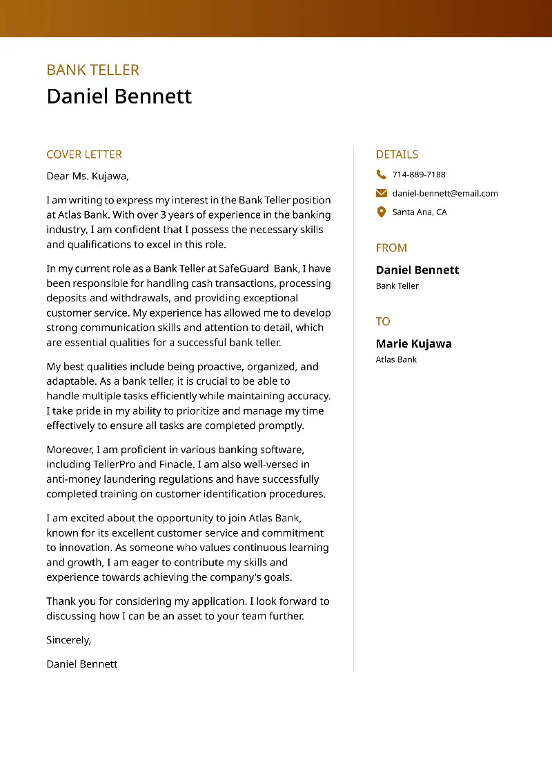 Bank Teller Cover Letter Bank Teller Cover Letter