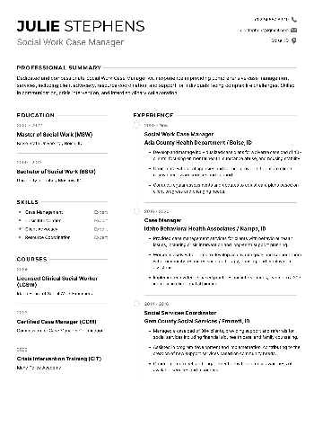 Social Work Case Manager Resume Social Work Case Manager Resume