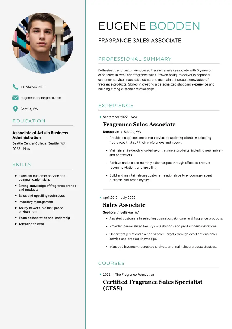 Fragrance Sales Associate Resume Fragrance Sales Associate Resume