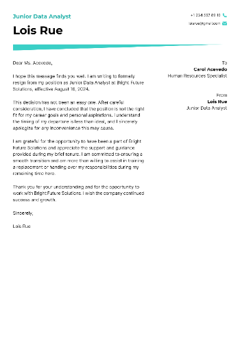 Junior Data Analyst Cover Letter