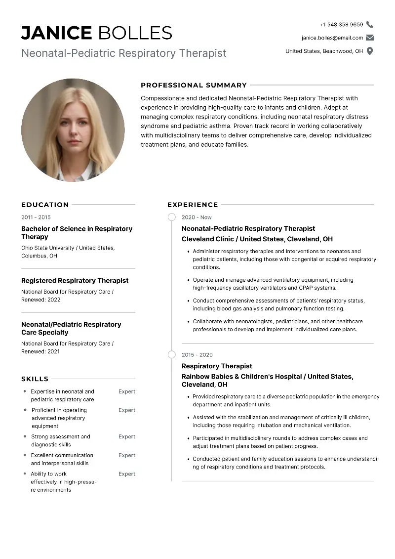 Respiratory Therapist Resume Examples and Templates for 2024