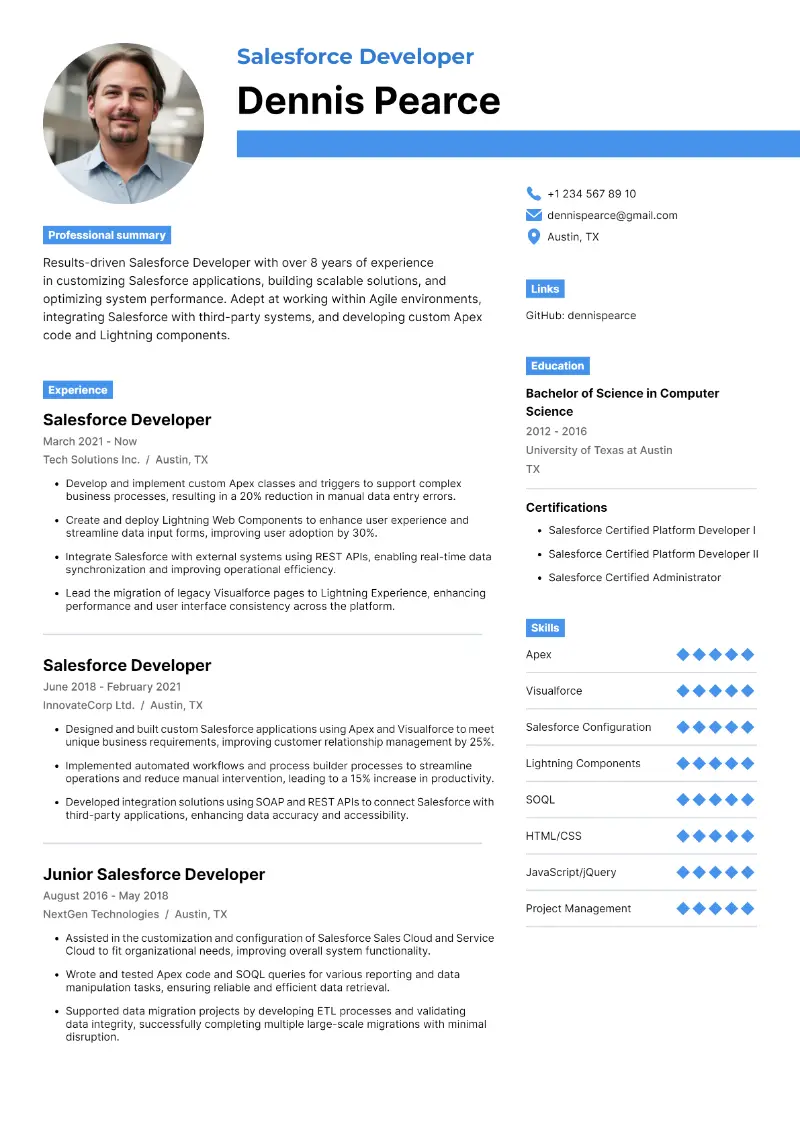 5 Salesforce Developer Resume Examples and Tips