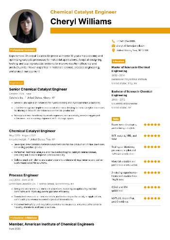 Chemical Catalyst Engineer Resume Chemical Catalyst Engineer Resume