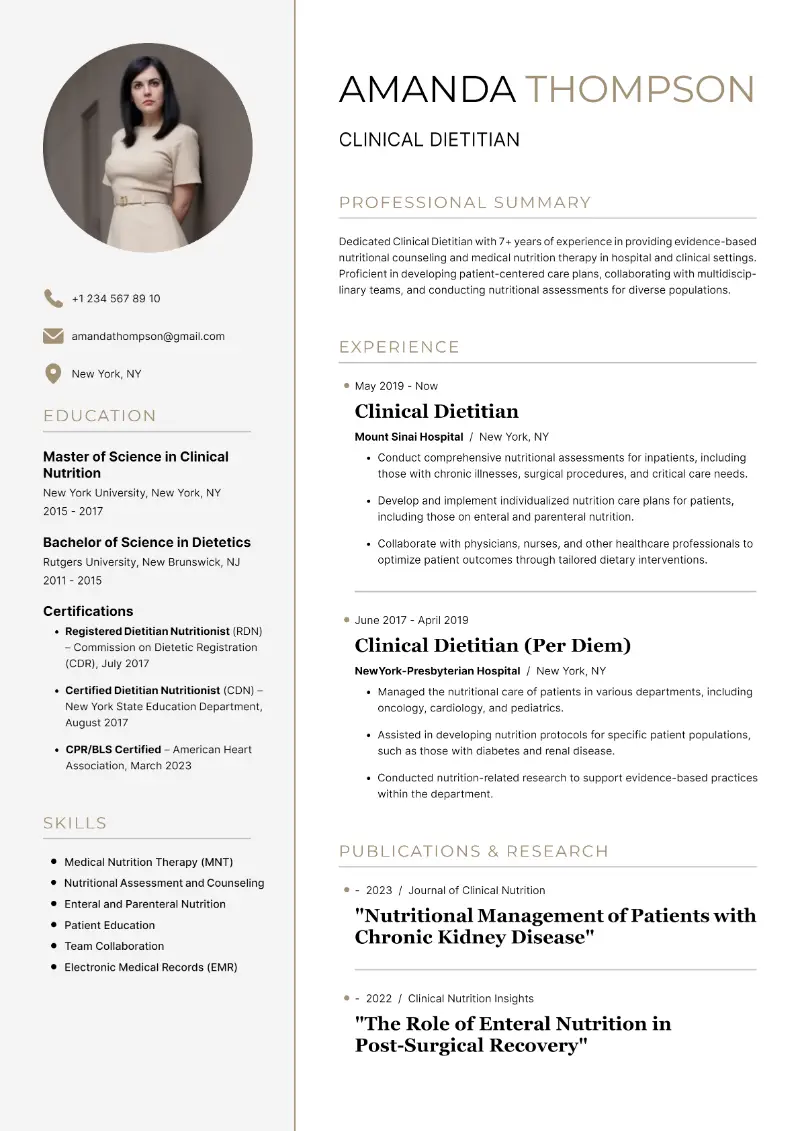 4 Dietitian Resume Examples and Templates for 2024