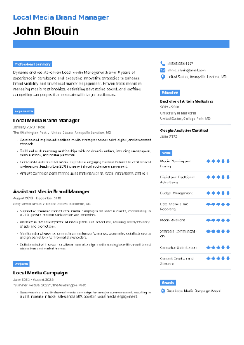Local Media Brand Manager Resume Local Media Brand Manager Resume