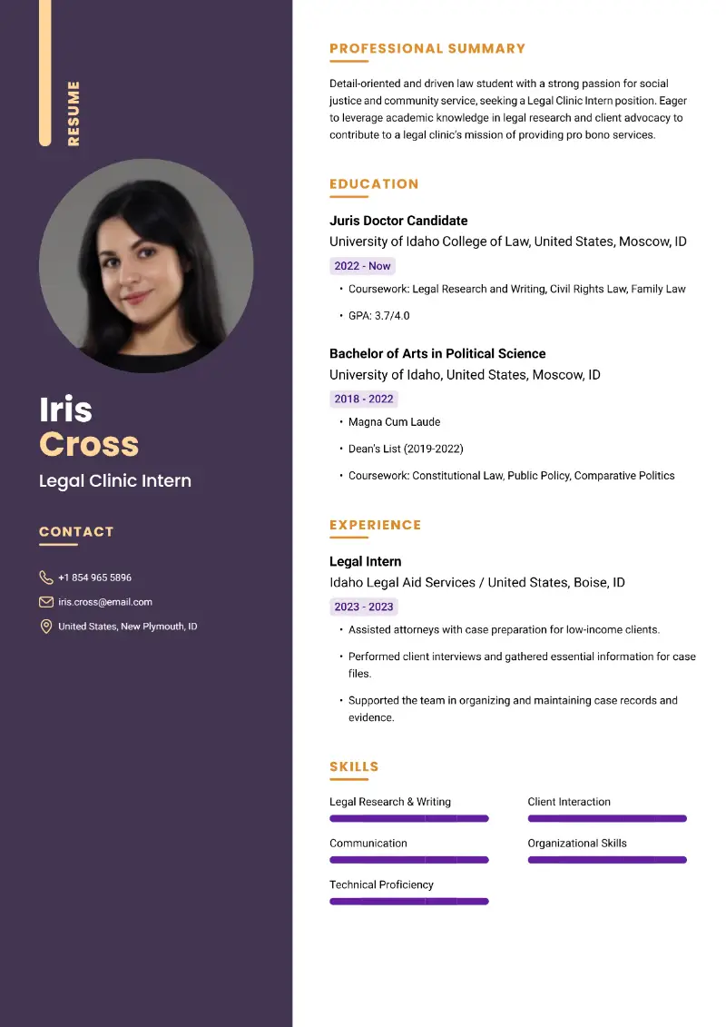 3 Legal Intern Resume Examples and Templates for 2024