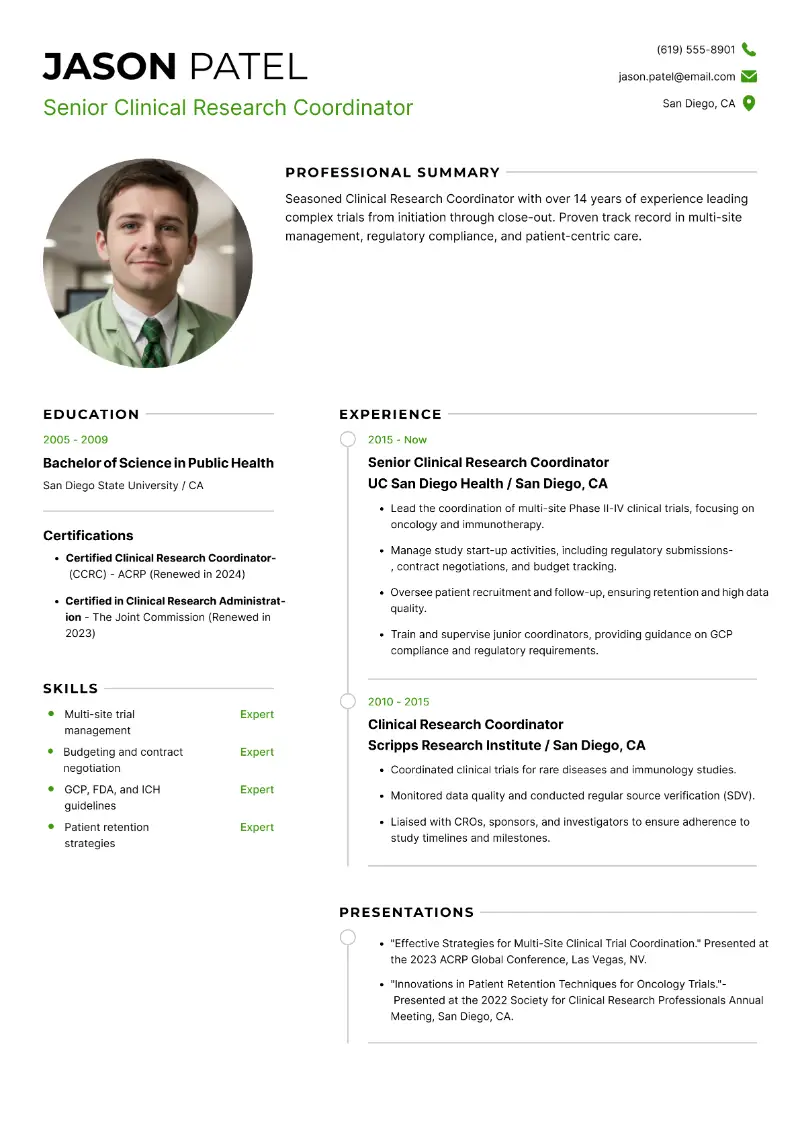 Senior Clinical Research Coordinator Resume Senior Clinical Research Coordinator Resume