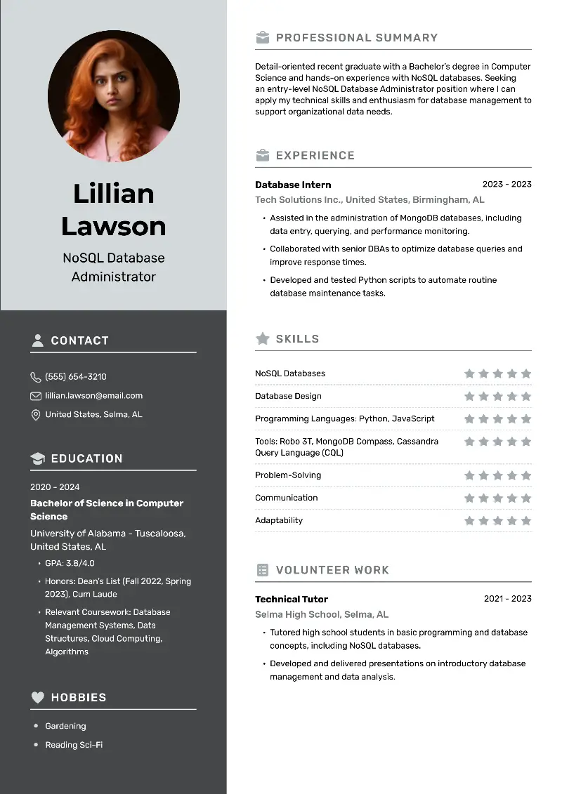 NoSQL Database Administrator Resume NoSQL Database Administrator Resume