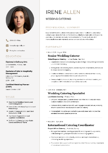 Wedding Catering Resume
