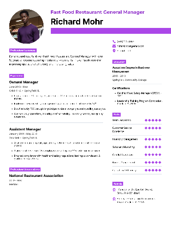 Fast Food Restaurant General Manager Resume Fast Food Restaurant General Manager Resume