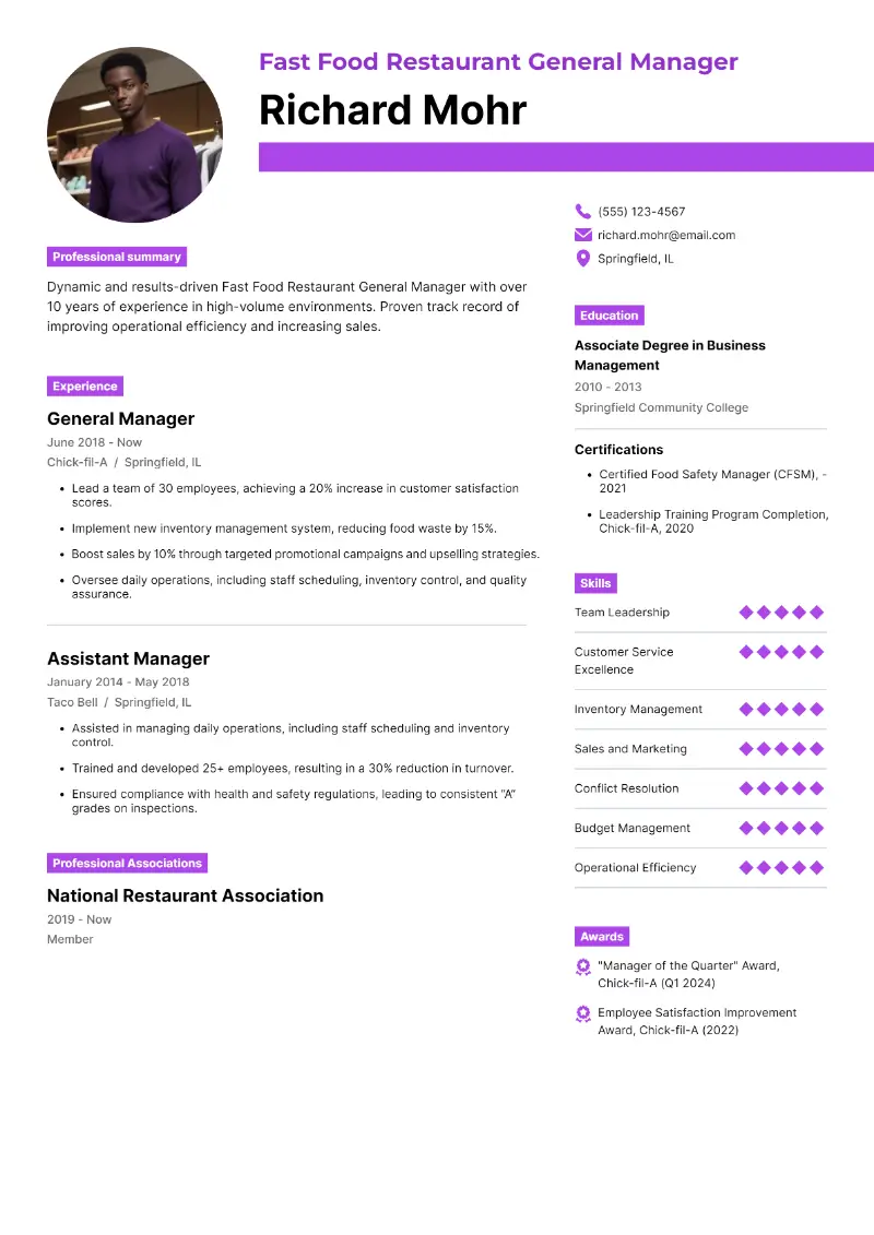 4 Restaurant General Manager Resume Examples and Tips