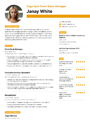 Yoga Gym Front Desk Manager Resume Yoga Gym Front Desk Manager Resume