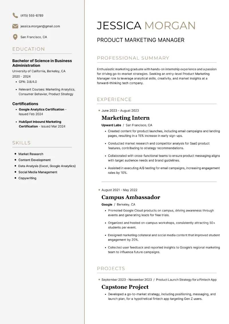 Product Marketing Manager Resume Examples for 2024