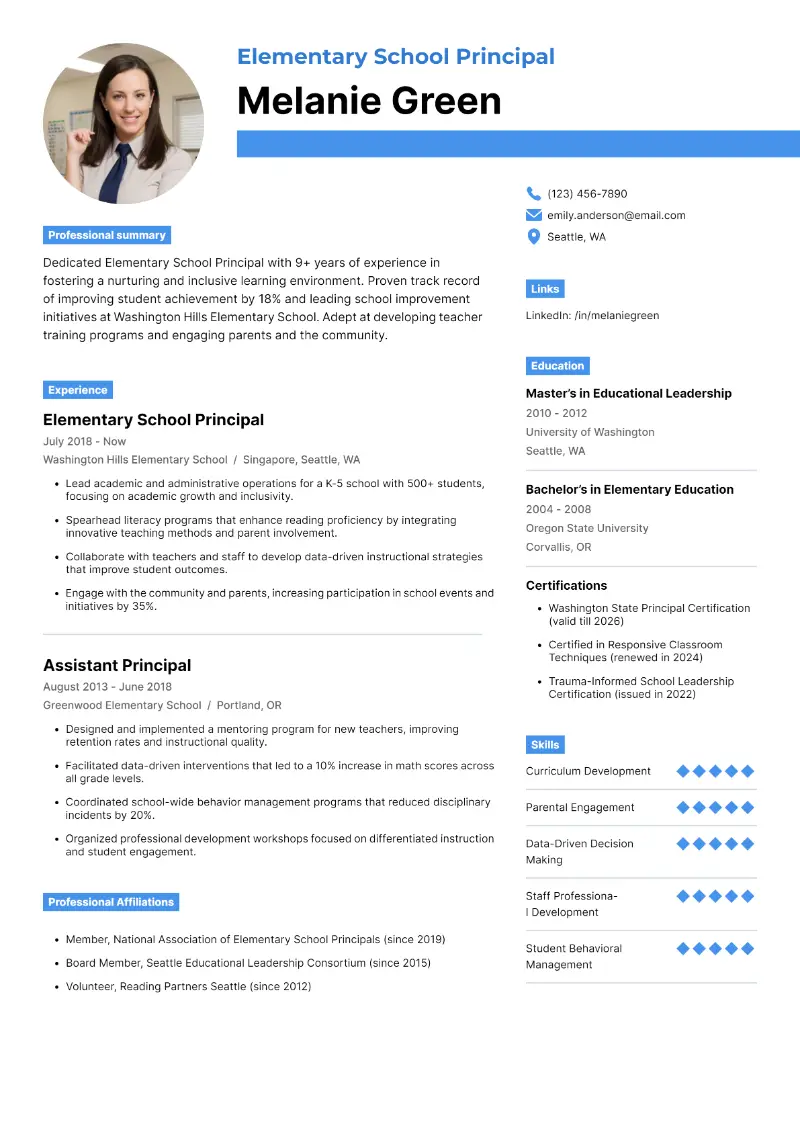 5 Principal Resume Examples and Tips for a Great Application