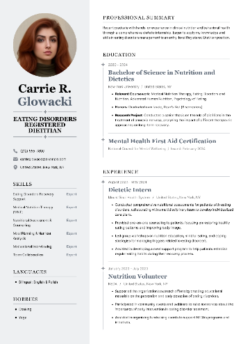 Eating Disorders Registered Dietitian Resume